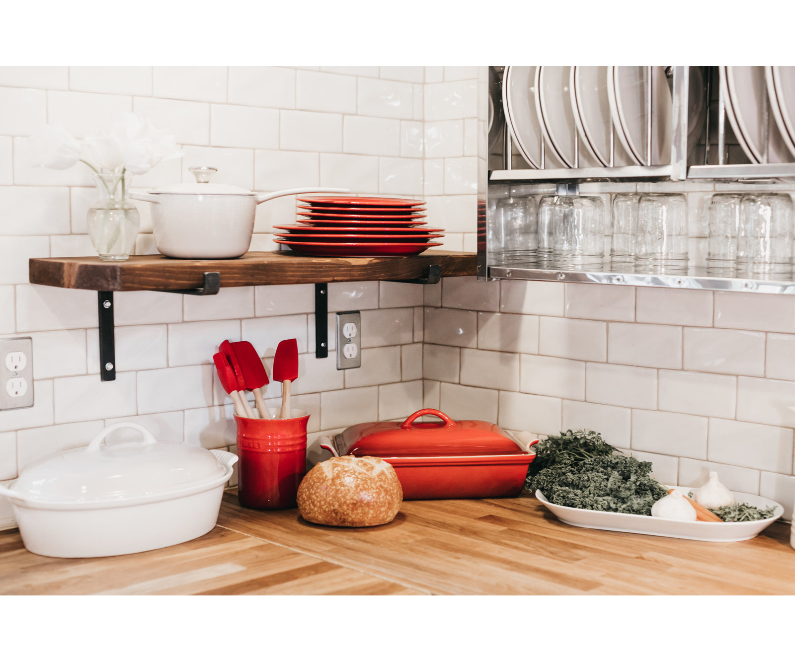 Silicone 5-Piece Utensil Set with Crock, Cerise