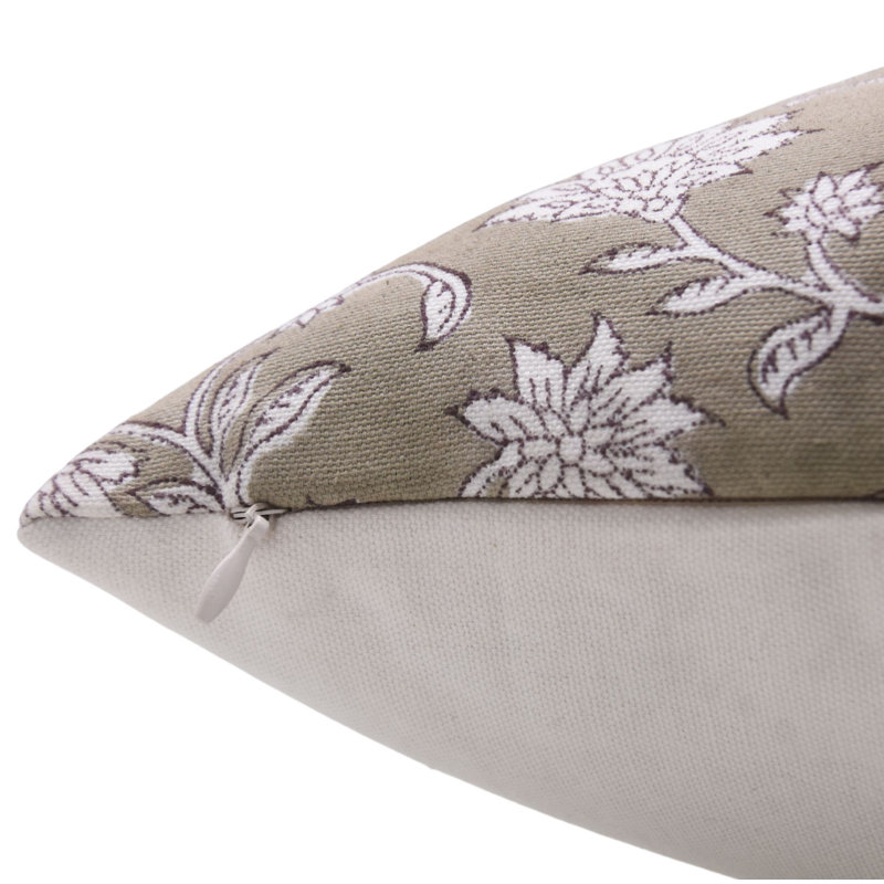 Housse de coussin en coton fabriquée à la main Fabividine - conception élégante Aradhna, Vert, H 20 po x l 20 po