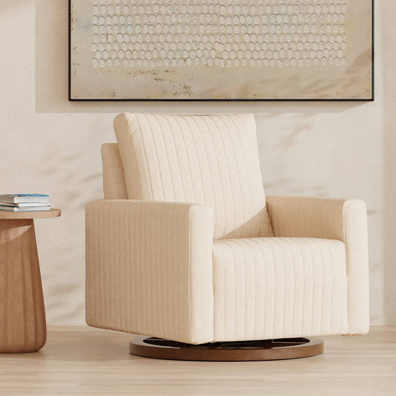 Poe Channeled Swivel Glider, Performance Cream Eco Weave