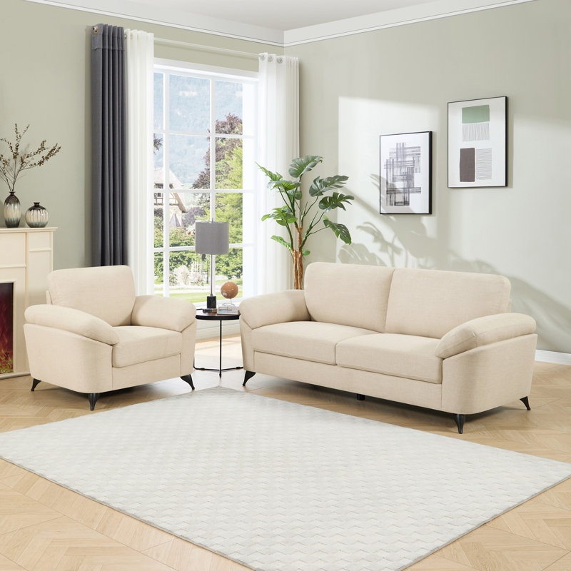 Sabita 4 Seater Linen Sofa, Beige