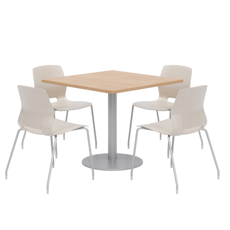 Ensemble de table carrée avec chaises, H 29 po x L 36 po x P 36 po, Érable, Blanc
