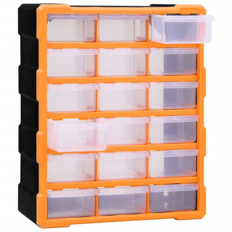 18 Drawer Storage Drawer, Orange