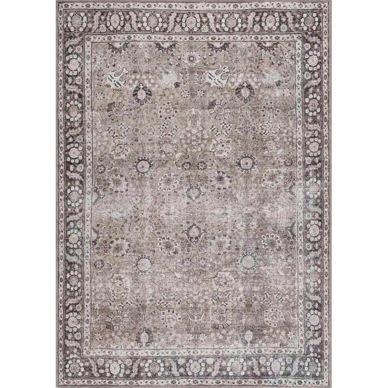 Tapis damassé brun Boho Modena, Rectangle 6 pi 7 po x 9 pi