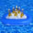 GoPong Pool Pong Rack Floating Beer Pong Set, Includes 2 Rafts and 3 Pong Balls