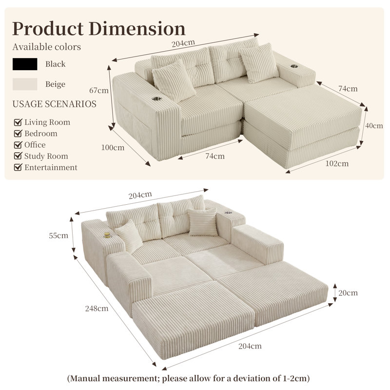 3 Seater Velvet Sofa, Cream