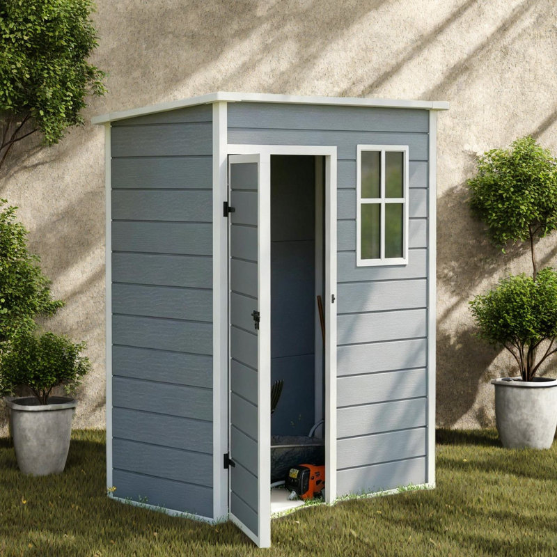 Lockable Sheds With Storage, 5 X 3 Ft Steel Resin Modern Outdoor Shed