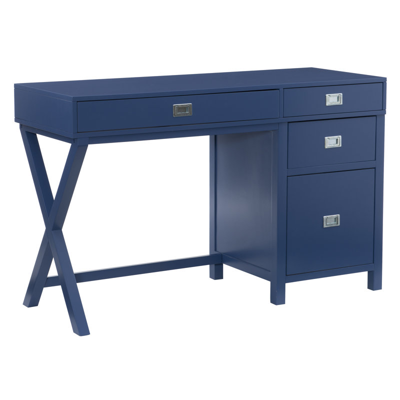 Bureau d'écriture moderne avec tiroirs Halstad, Marine