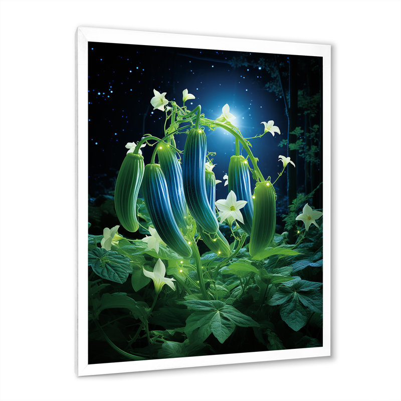 Fleur de concombre, art mural fleurs, Cadre photo blanc, H 32 po x l 24 po x P 1 po
