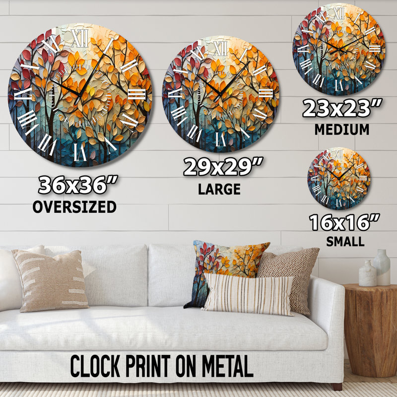 Horloge murale Leaves Autumnal Symphony Patchwork I, Médium