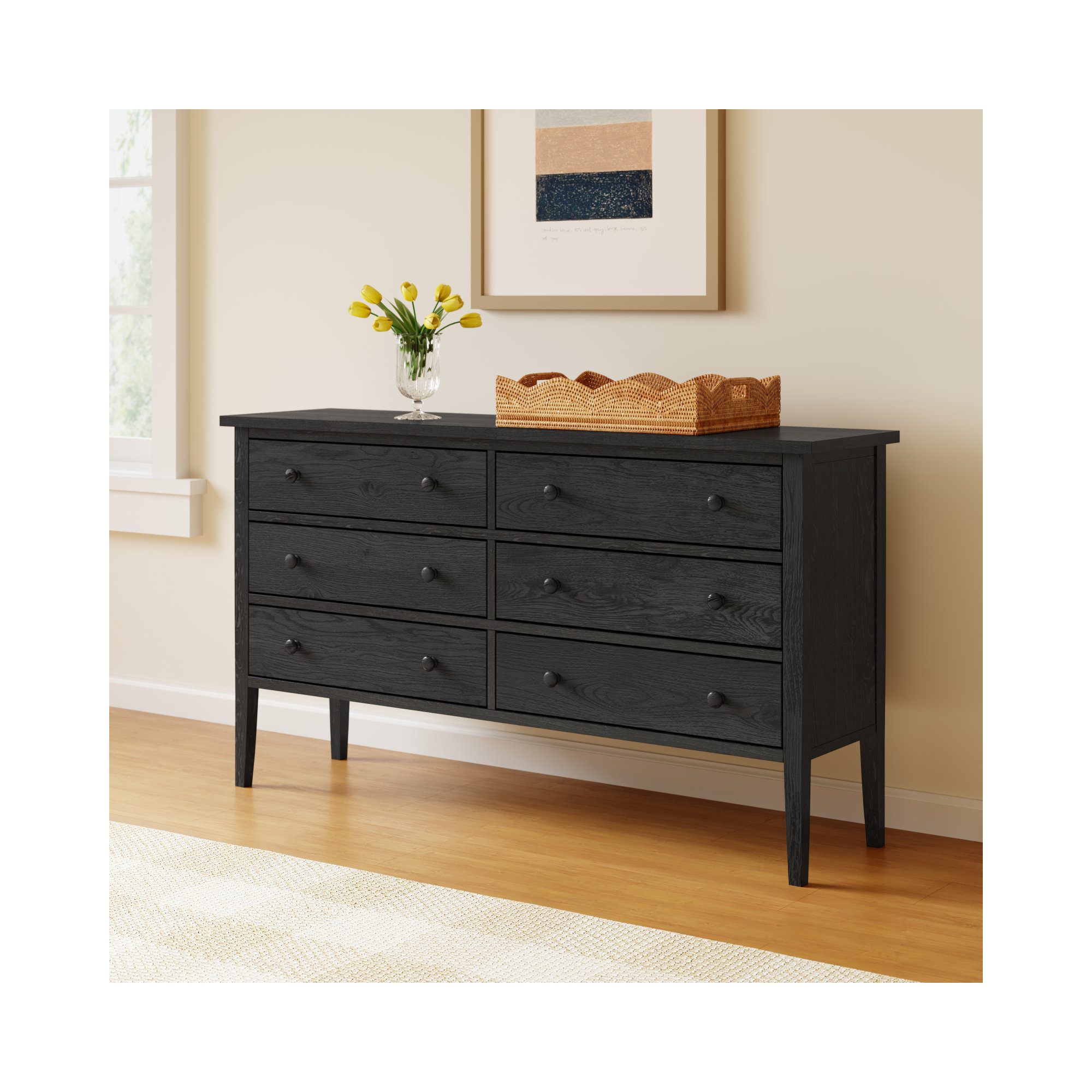 Bronwyn 6 - Drawer Double Dresser, Black