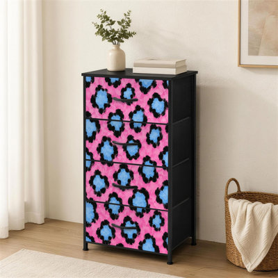 Commode à 4 tiroirs pour chambre à coucher Guépard en peau de léopard avec imprimé abstrait et petits animaux Grande commode à vêtements pour organisateurs de placard avec commode