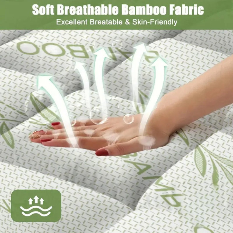 Mattress Topper,Extra Thick Mattress Pad Cover For Back Pain,With Pillowcase&Eye-Mask,Cooling Mattress Protector With 8-21 Inch Deep Pocket