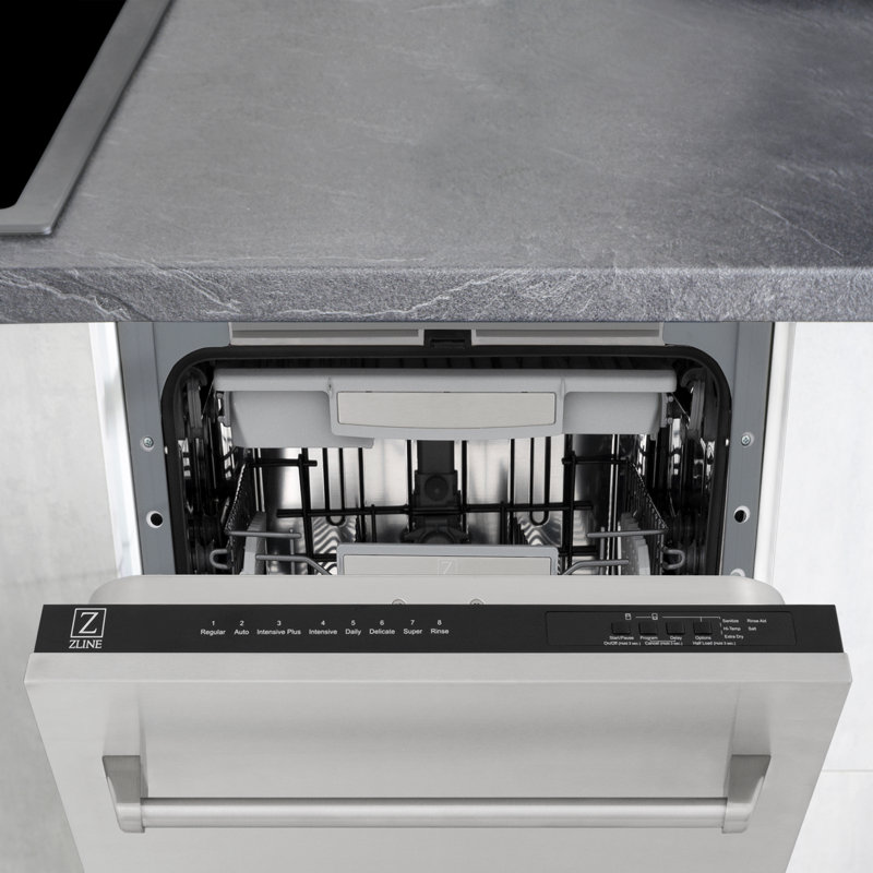 ZLINE 18" Tallac Series 3rd Rack Top Control Dishwasher with Stainless Steel Tub, 51dBa, Stainless Steel