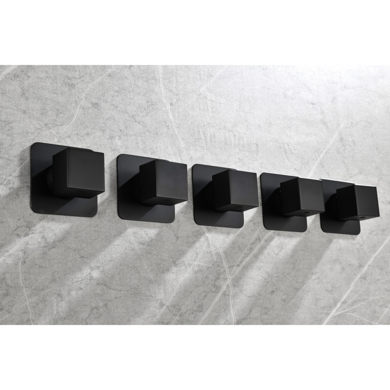 3/4" High Flow Cast Metal Volume Control Valve, Matt Black, Brass, To Corrosion And Rust, Adjustable Handle, Simple Install Fashion Shower Flow, Treated Counter System
