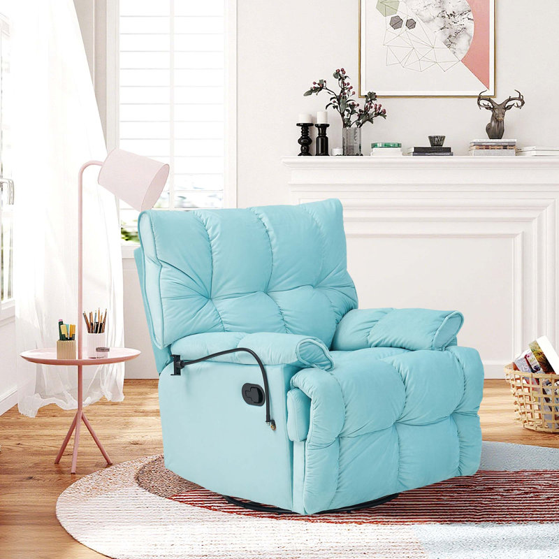 30" Velvet Upholstered Multifunctional Swivel Sofa Chair, Blue
