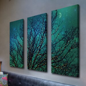 Marmont Hill Magical Night Triptych On Canvas 3 Pieces Print | Wayfair