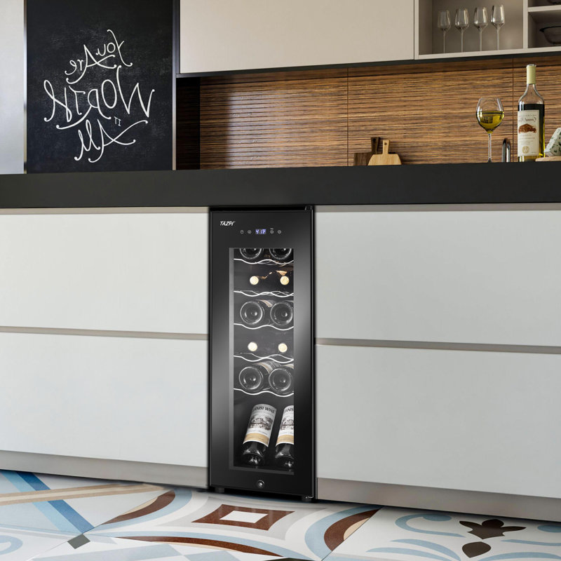 TAZPI Single Zone 10.7'' Freestanding 12 Bottle Wine Refrigerator