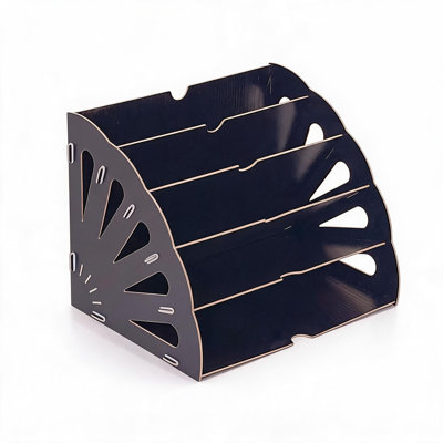 Porte-documents de bureau noir en forme d'éventail, organisateur et trieur de documents en MDF, support de rangement pour dossiers, présentoir à papier