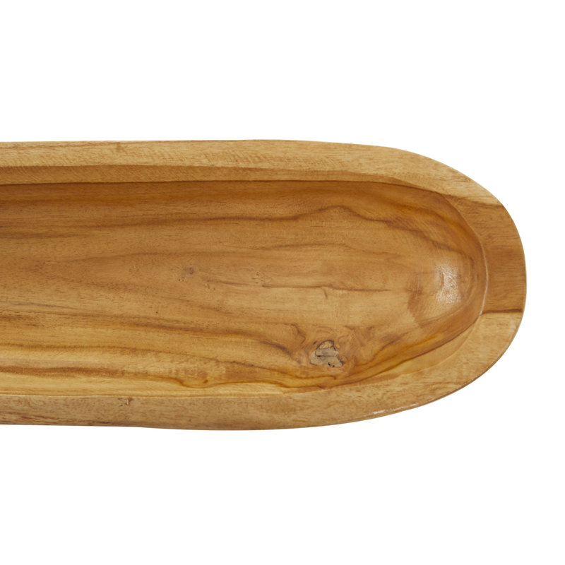 Handmade Teak Wood Live Edge Oval Serving Tray