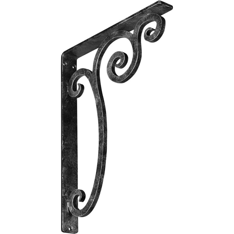 Support en fer forgé Avery, Argent antique, H 15 po x l 1,5 po x p 12 po