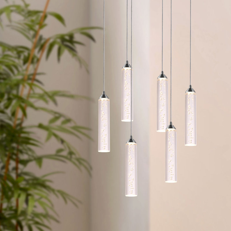 Luminaire suspendu cylindrique à DEL 6 lumières Ardrie, H 8,7 po x l 1,8 po x P 1,8 po