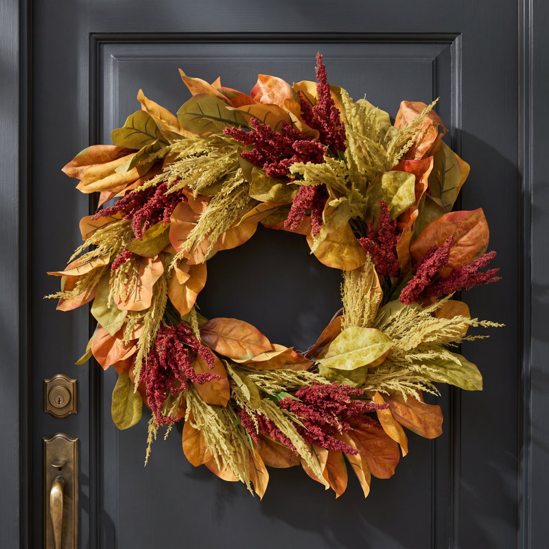 Couronne d'automne 30 po avec bruyère et pampas