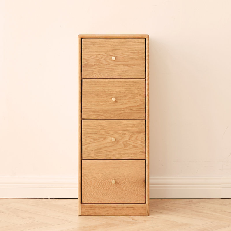 Armoire de rangement en chêne massif pour table de chevet - Armoire de coin autoportante - Quatre tiroirs