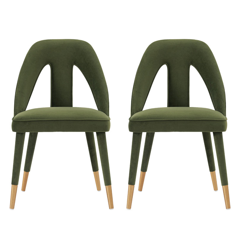 Lilibeth Velvet Side Chair Dining Chair, 2, Olive Green