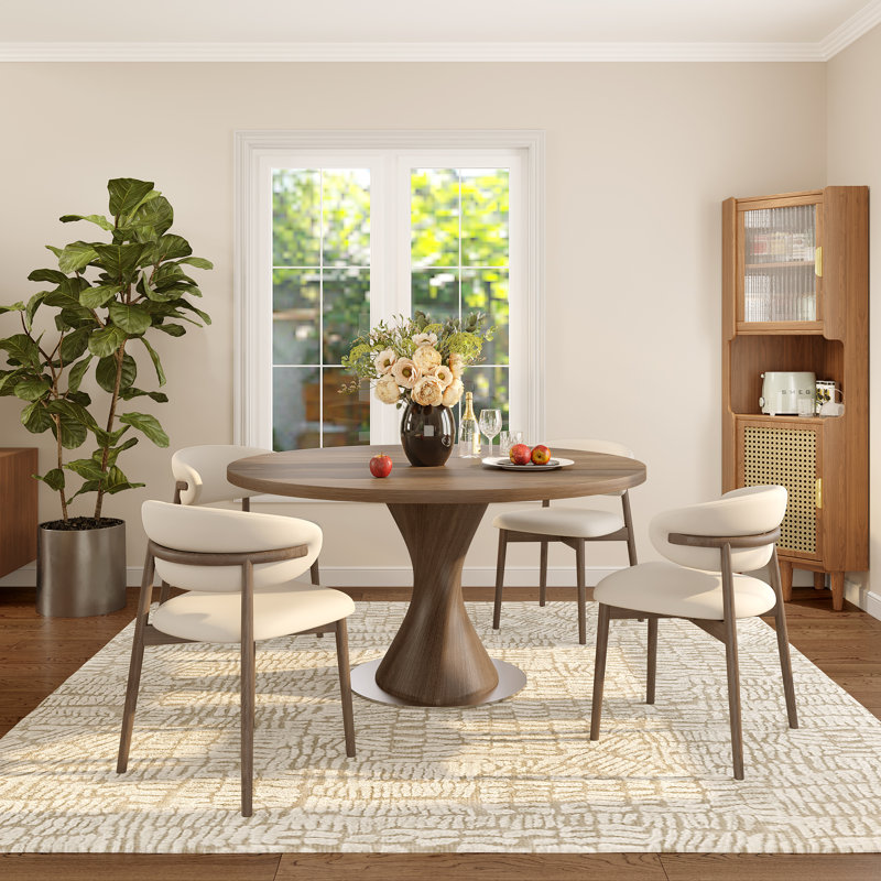 4-Person Dining Table Set, 29.53" H x 47.24" W x 47.24" D, 5 Pieces: Table, 4 Chairs