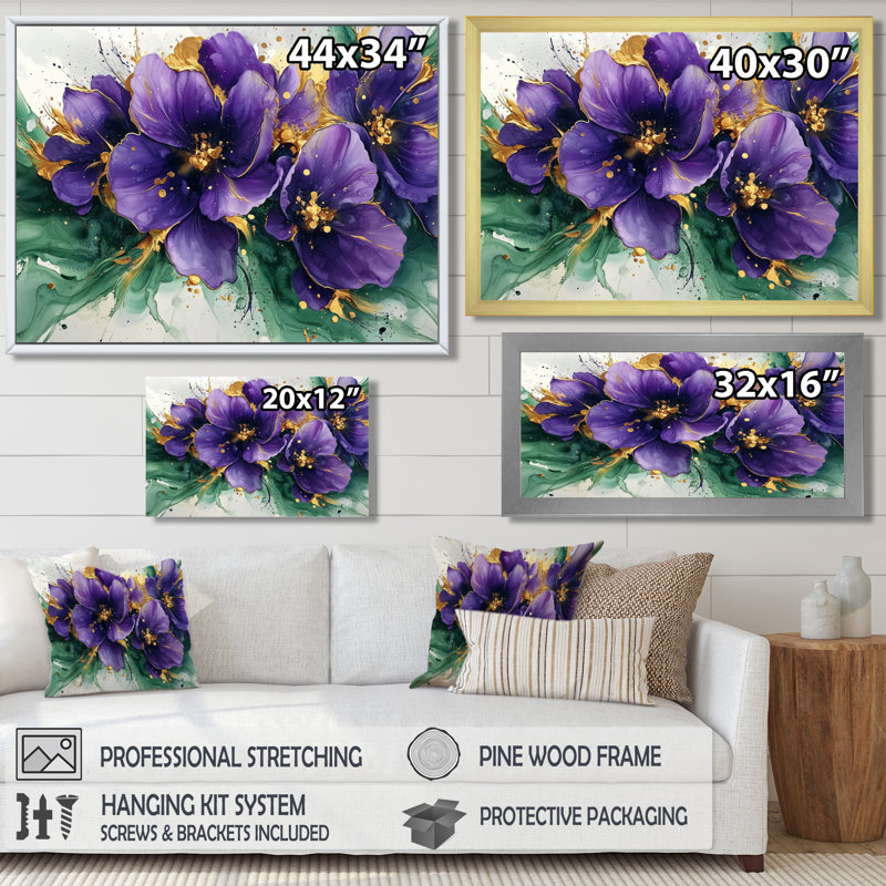 Derbyshire - Violets, art mural, Reproduction encadrée d'une seule photo, Noir, H 12 po x l 20 po