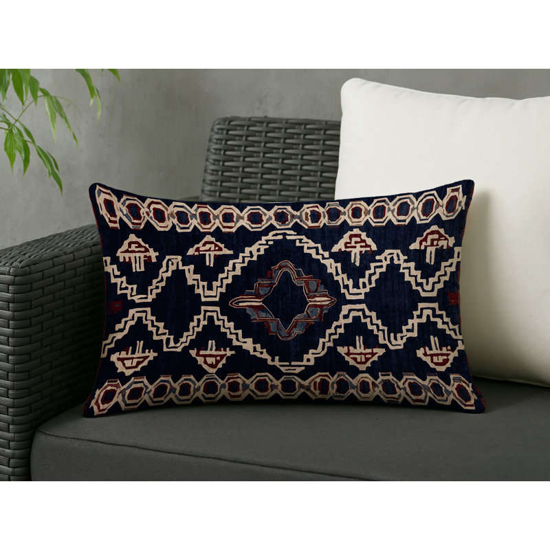 Coussin décoratif intérieur / extérieur gris Modern Modern, Mauve / rouge / beige géométrique, Rectangle H 25 po x l 18 po