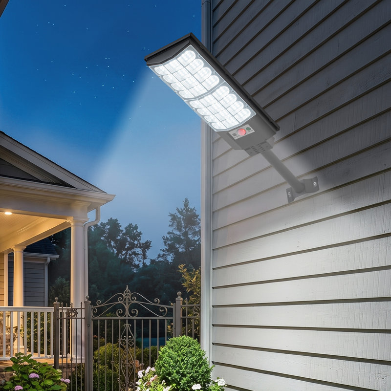 24.5" Black Motion Sensing Dusk To Dawn Solar Led Street Light With Remote Control