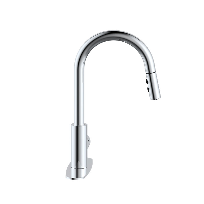 Dual Spray Push Button Mode Kitchen Faucet with Pull Down Sprayer Head, Polished Chrome