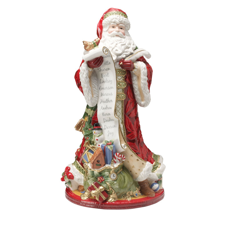 Hand-Painted Ceramic Santa Figurine with Holiday Gifts, 18.75 Inch