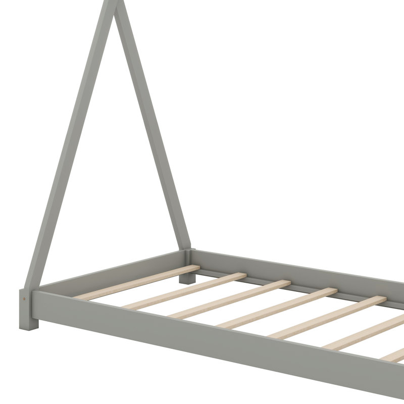 Lit plateforme simple avec structure triangulaire, Gris