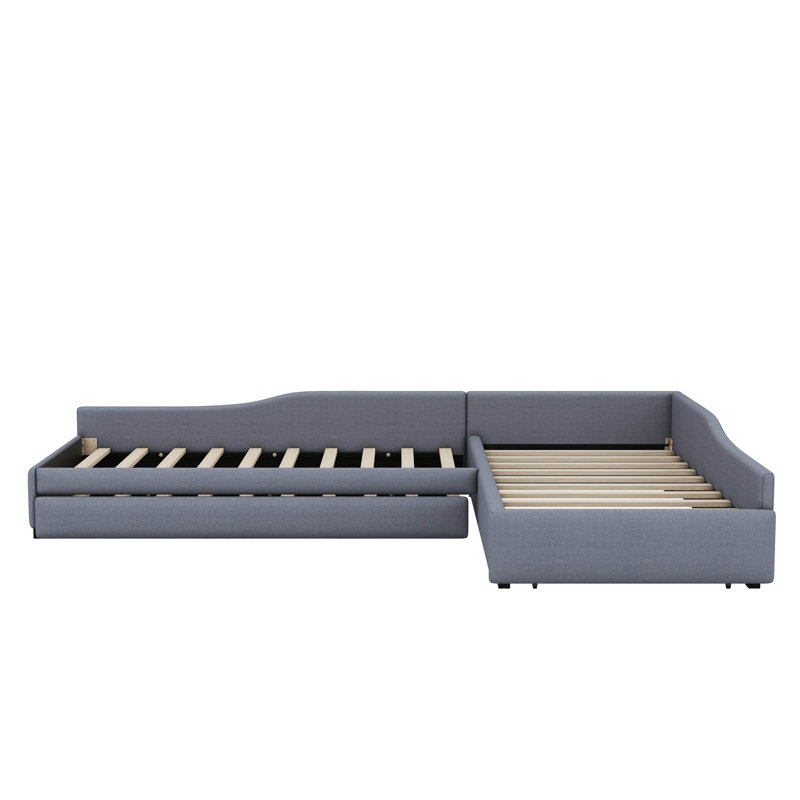 Lit de jour double rembourré double, Gris