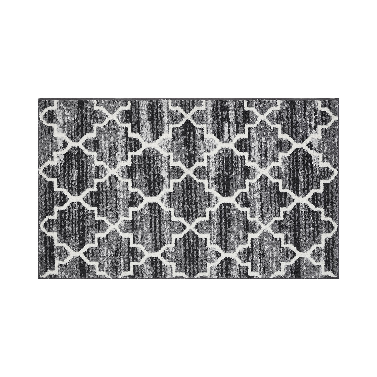 Freja 2pc Cotton Bathroom Rug Set - Bath Mat Set with Trellis Pattern and Non-Slip Base Etta Avenue Color: Black