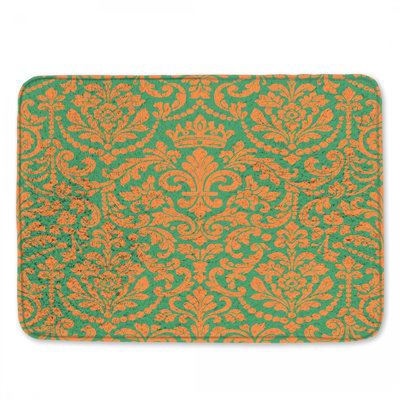 Tapis de bain damassé orange et vert