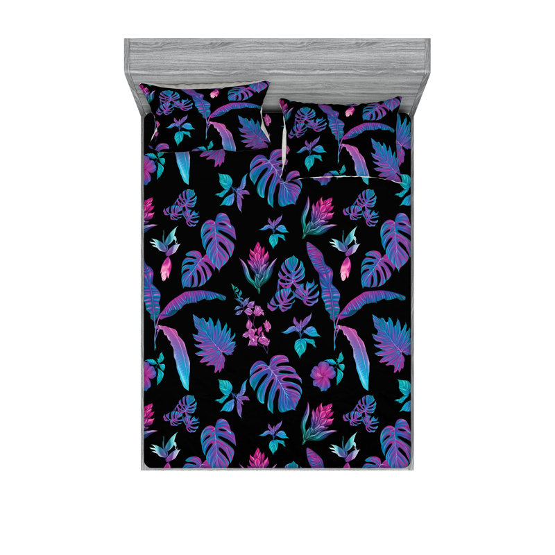 Drap-housse et taies décoratives 3 pièces Ambesonne, Ensemble de draps pour grand lit avec 2 taies d'or