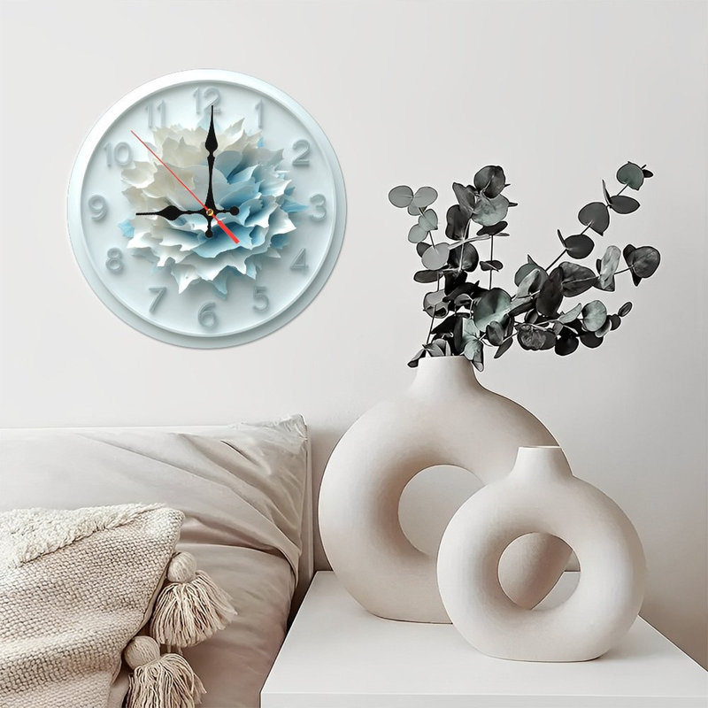 2D Decorative Flower Wall Clock Home Decor
