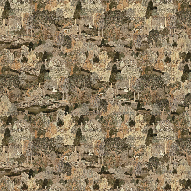Papier peint rétro tapisserie Woodland, Brun, L 66 po x l 122 po