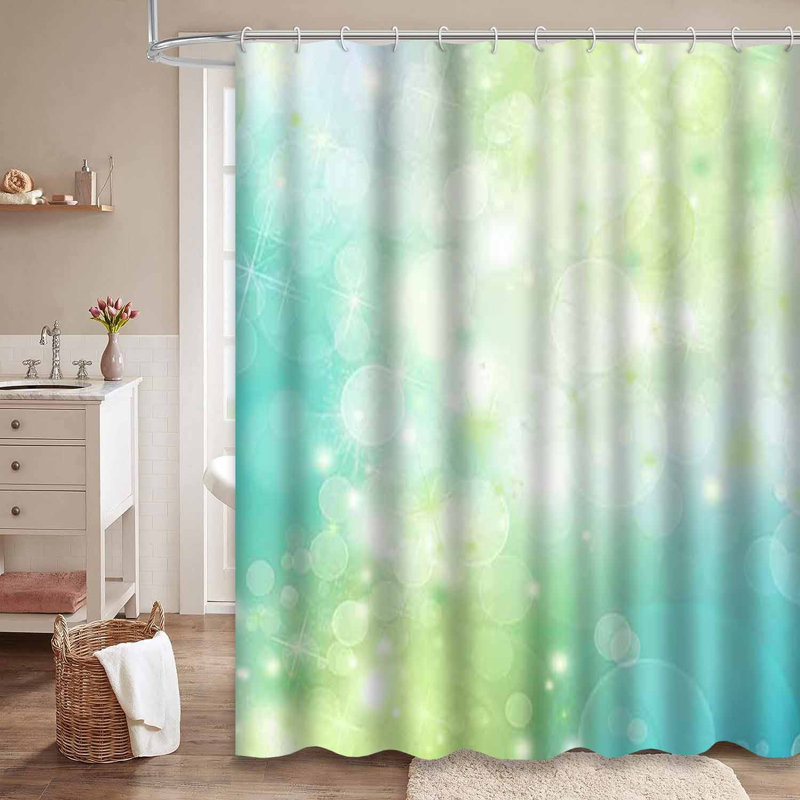 Rideau de douche Spring Abstract Green Sparkle, L 72 po x l 84 po