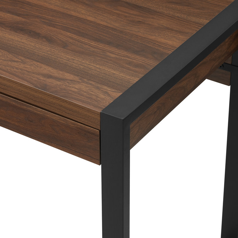 Aalyssa 1-Drawer Desk with USB Port, Dark Walnut/Black
