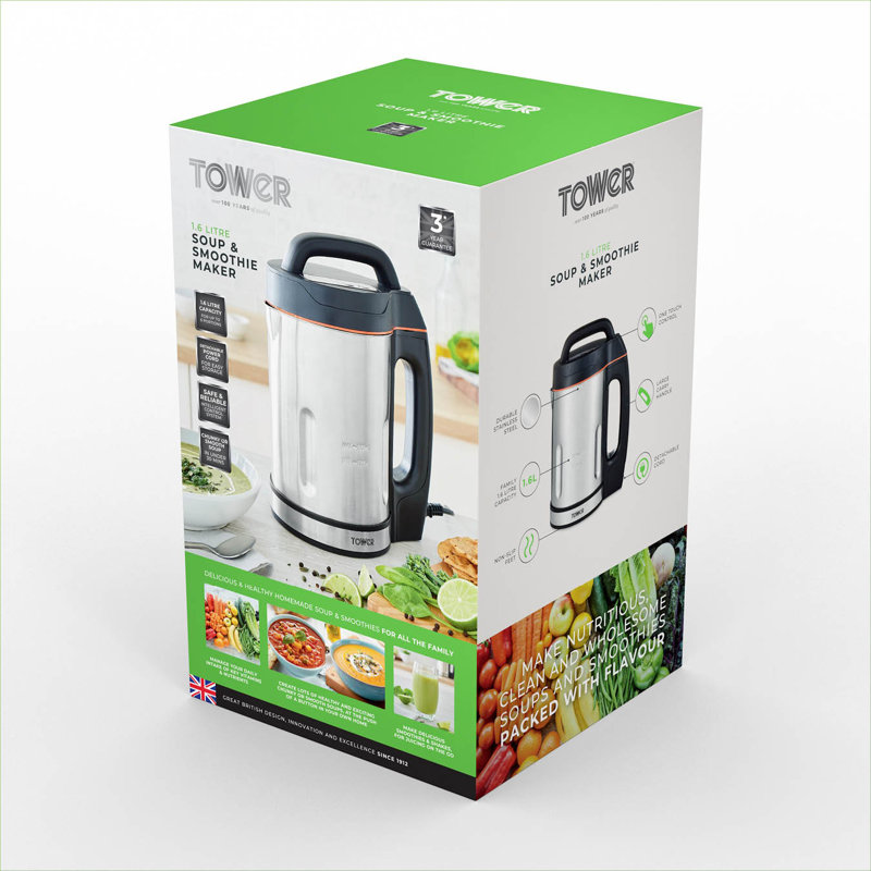 Tower Soup & Smoothie Maker with Intelligent Control System and Stainless Steel Jug 1000W 1.6 Litre