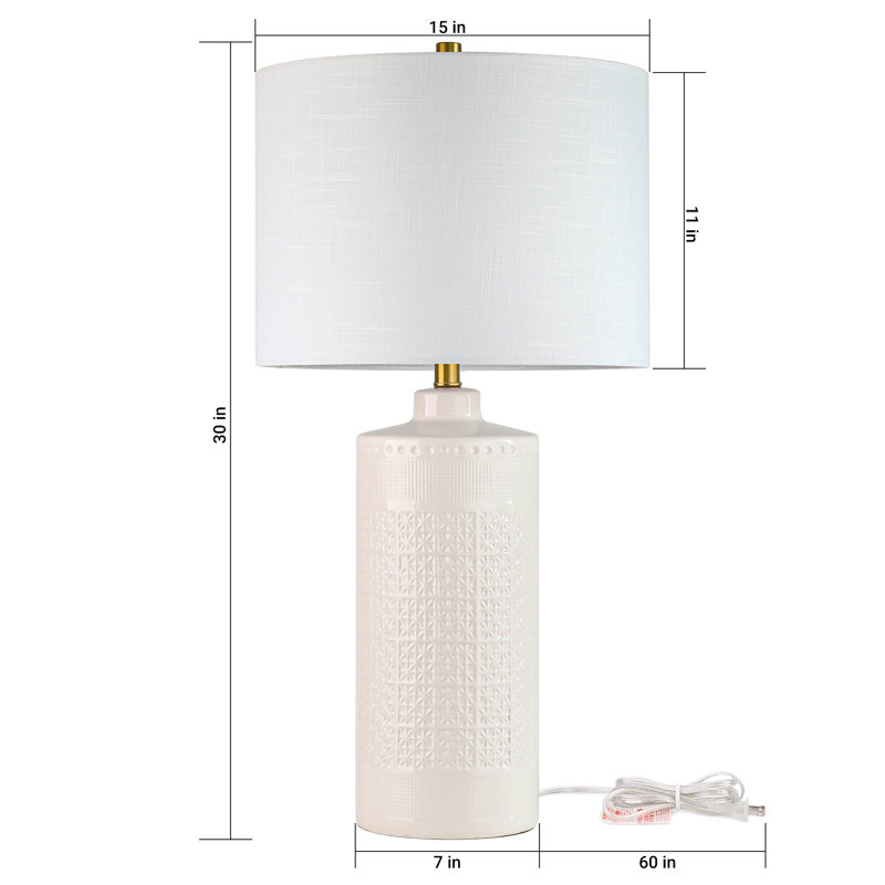 30" Ceramic Table Lamp, White