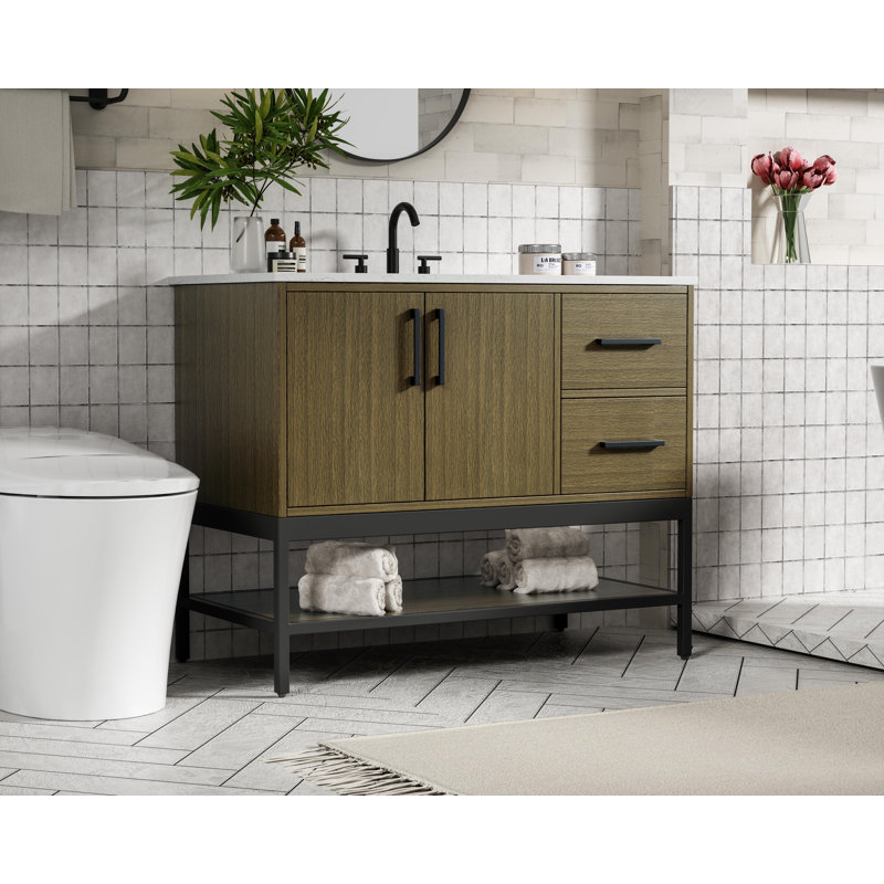 42 inch Single Bathroom Vanity, Chestnut Brown