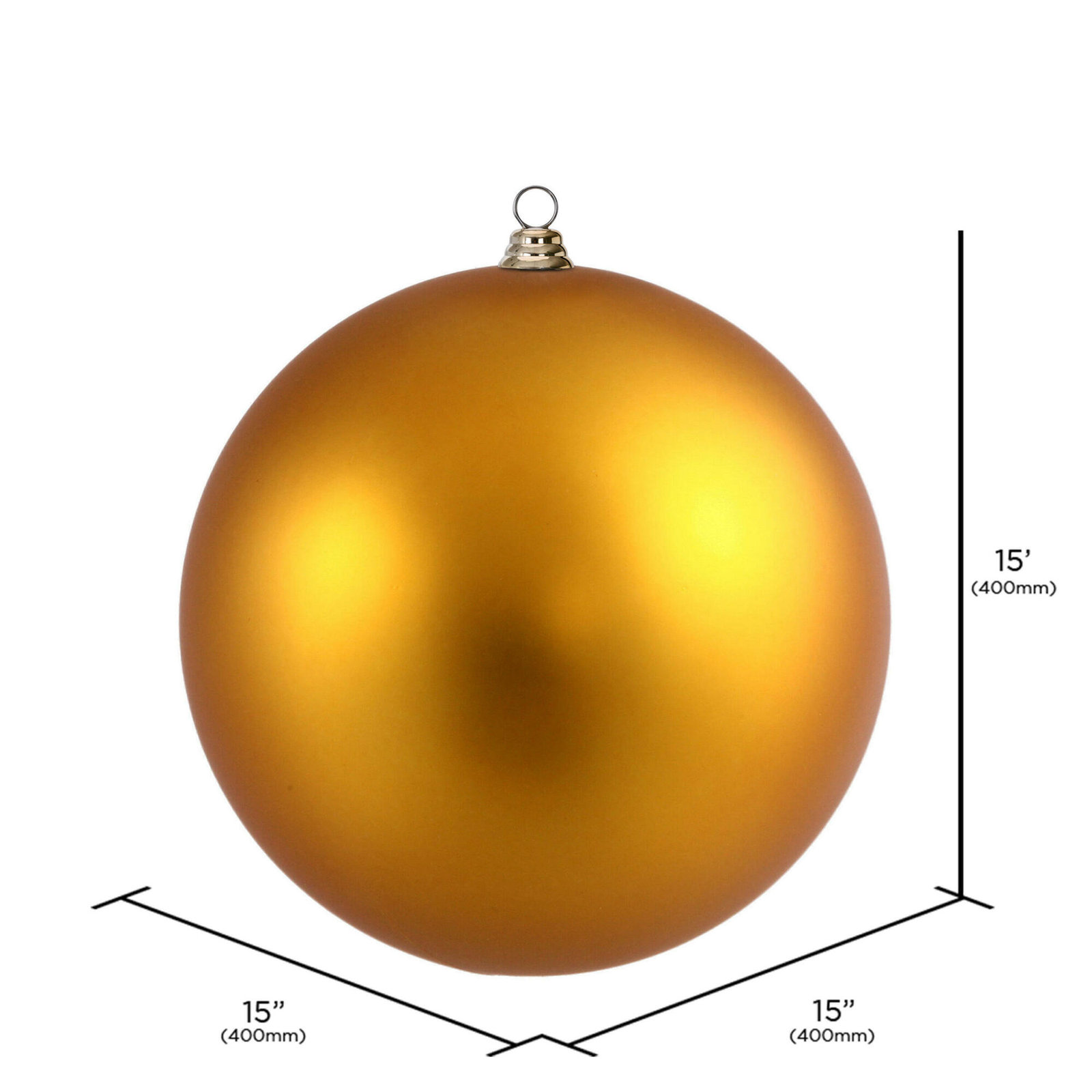 Shatterproof Bauble, 15.75" H x 15.75" W x 15.75" D, Antique Gold