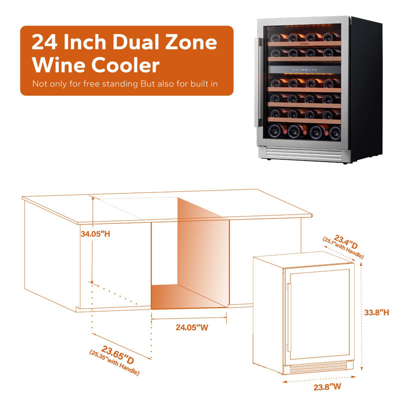 Ca'lefort 24" 46 Bottle Dual Zone Wine Refrigerator Freestanding/built-in