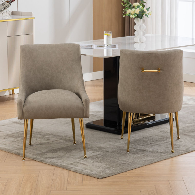 Chaise de salle à manger rembourrée Tymara, Abricot foncé