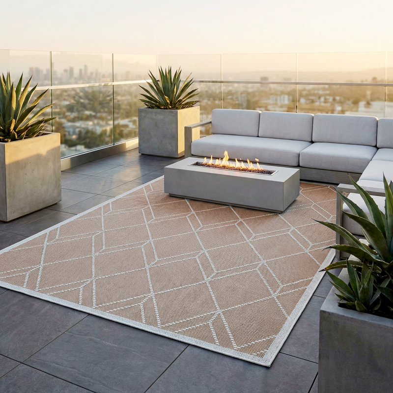 Liguria Noli Umber Indoor/Outdoor Area Rug, 7'10" x 9'10", Umber